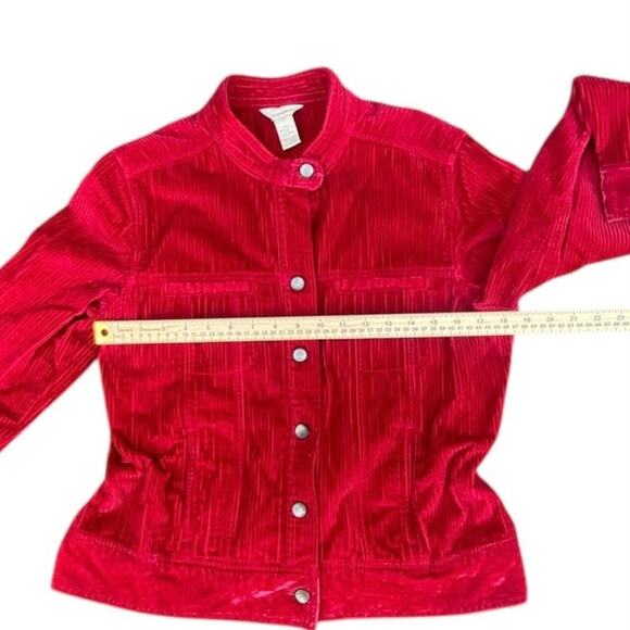 J Jill Women’s Red Corduroy Snap Button Jacket Size M Long Sleeve Casual Pockets - Picture 3 of 6